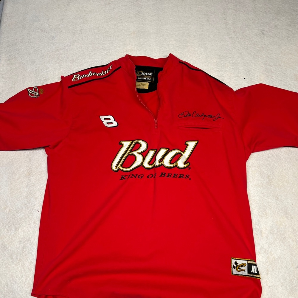 Vintage Chase Authentics XL Dale Earnhardt Jr Budweiser 1/4 Zip Pullover Shirt